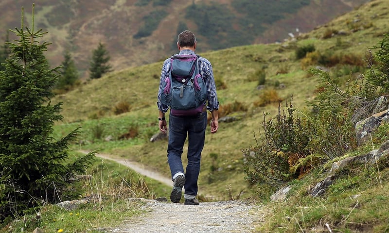 Hiking alone in nature